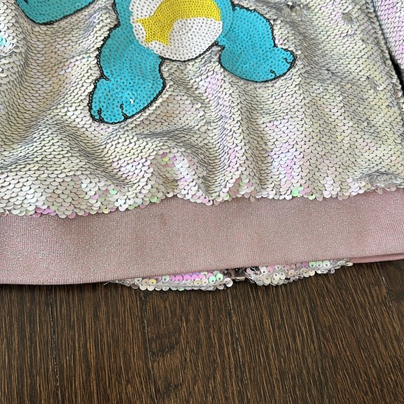 Lola and the Boys Sequins Flip Care Bear Bomber Jacket Size 4 - Picture 3 of 13